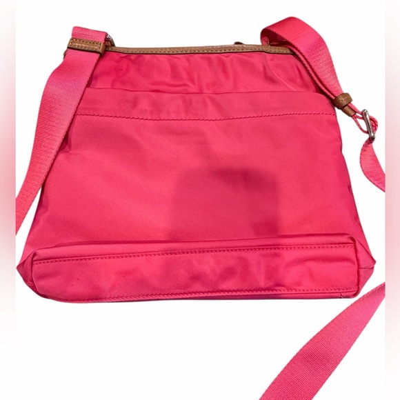 🩷TUMI Hot Pink & Brown Leather Women's Crossbody Bag. Lots of storage! - Picture 10 of 16
